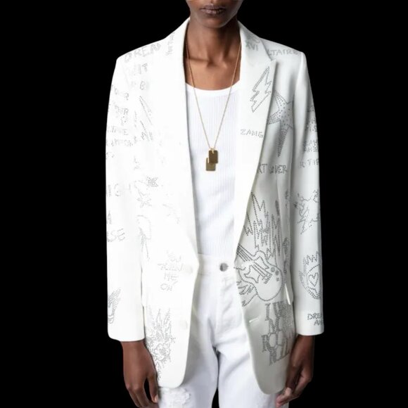 ZADIG & VOLTAIRE EMBROIDERED EMBELLISHED BLAZER SIZE M/L NEW - Picture 7 of 9